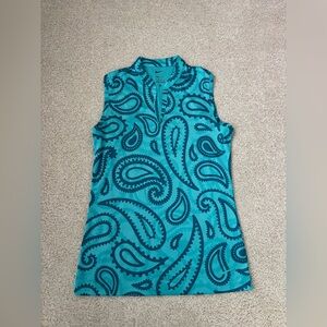Nike dri fit Golf Victory Sleeveless Polo Green Paisley Print Size XS
